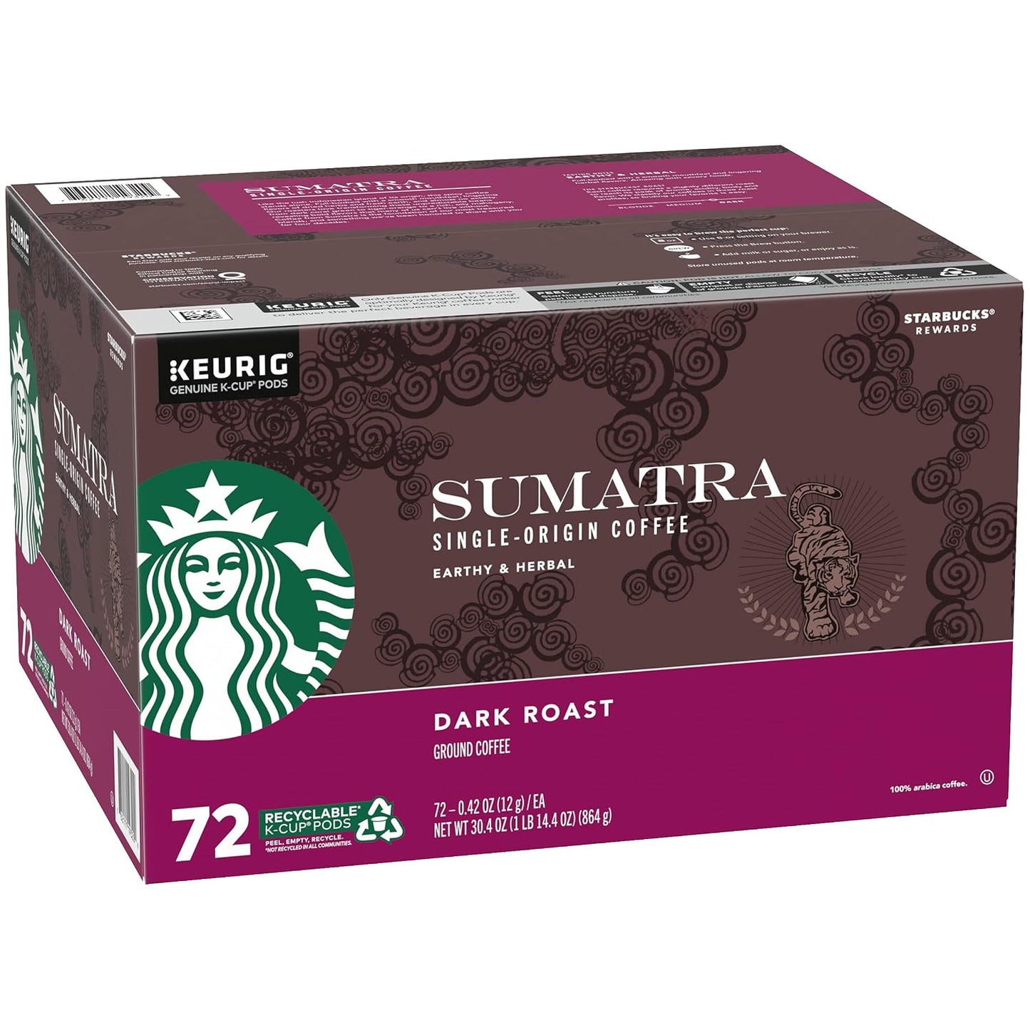 Starbucks K-Cup Coffee Pods, Dark Roast Hot or Iced Coffee, French Roast, 96 Keurig Pods