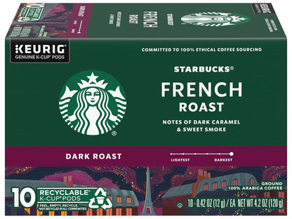 Starbucks K-Cup Coffee Pods, Dark Roast Hot or Iced Coffee, French Roast, 96 Keurig Pods