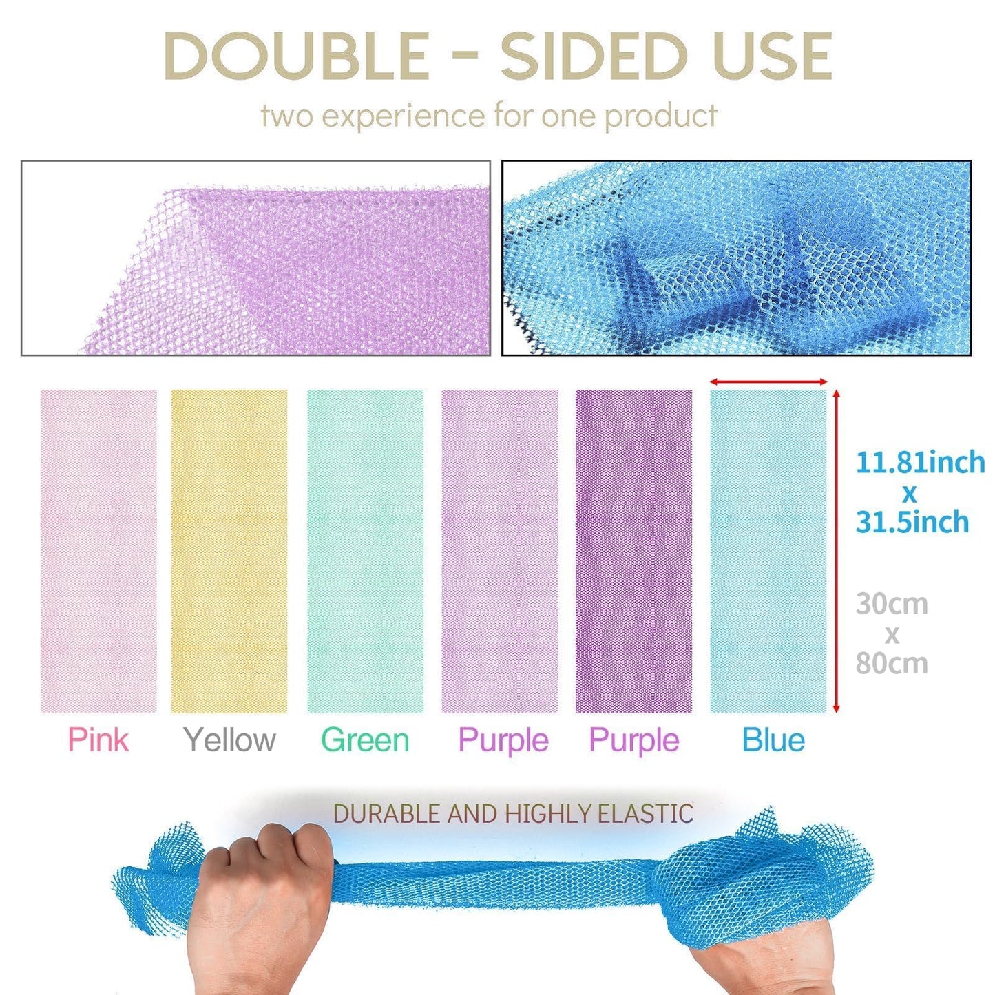 UJFQBH African Net Sponge Authenti, Exfoliating Body Scrubber for Back and Hard to Reach Areas, Gentle Daily Exfoliation for Deep Cleansing, Quick Drying Shower Essential, Aqua Grey 3 Pack
