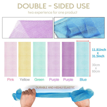 UJFQBH African Net Sponge Authenti, Exfoliating Body Scrubber for Back and Hard to Reach Areas, Gentle Daily Exfoliation for Deep Cleansing, Quick Drying Shower Essential, Aqua Grey 3 Pack
