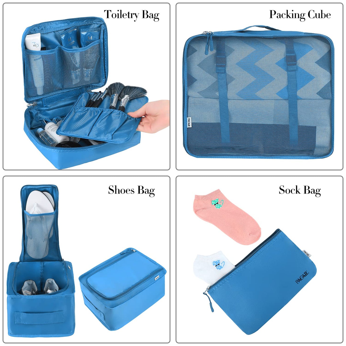 BAGAIL 8 Set Packing Cubes Luggage Packing Organizers for Travel Accessories-Cream