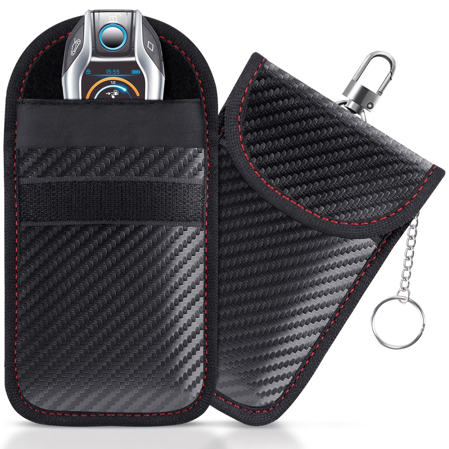 Faraday Pouch for Car Keys, Faraday Bag, Car RFID Signal Blocking Holder, Key Fob Protector, Key fob cage Block Signal Anti-Theft Fob Case Red,M