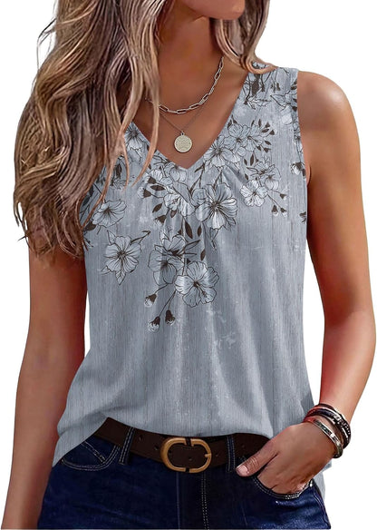 Zeagoo Womens Tank Tops Summer Sleeveless Tops V Neck Pleated Shirts