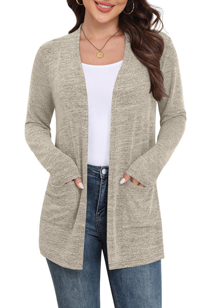 Yincro Women Lightweight Cardigan Long Sleeve Open Front with Pockets S-3XL