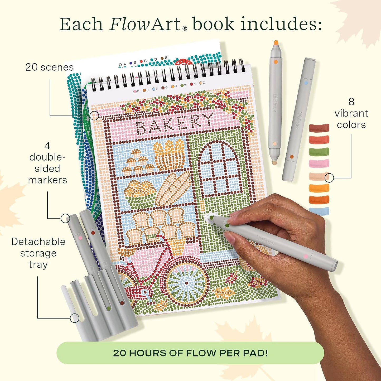 Lifelines FlowArt Mini Activity Pads, 3-Pack, Dot-by-Letter Coloring Books