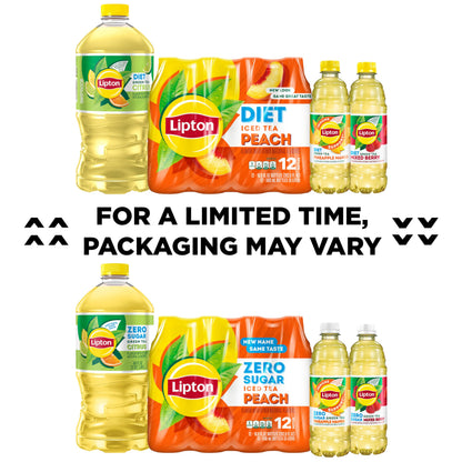 Lipton Zero Sugar Iced Tea, Green Tea Citrus, 16.9 fl oz Bottles, (12 Pack), 100% DV Vitamin C