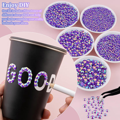Rainbow Flatback Rhinestones for Crafting and 3PCS B7000 Glue (Set 1), 2 Boxes of 4500 PCS Resin Rhinestones Gems Charms for Bedazzling DIY Crafts Tumblers Shoes Fabric Clothing Nail Art