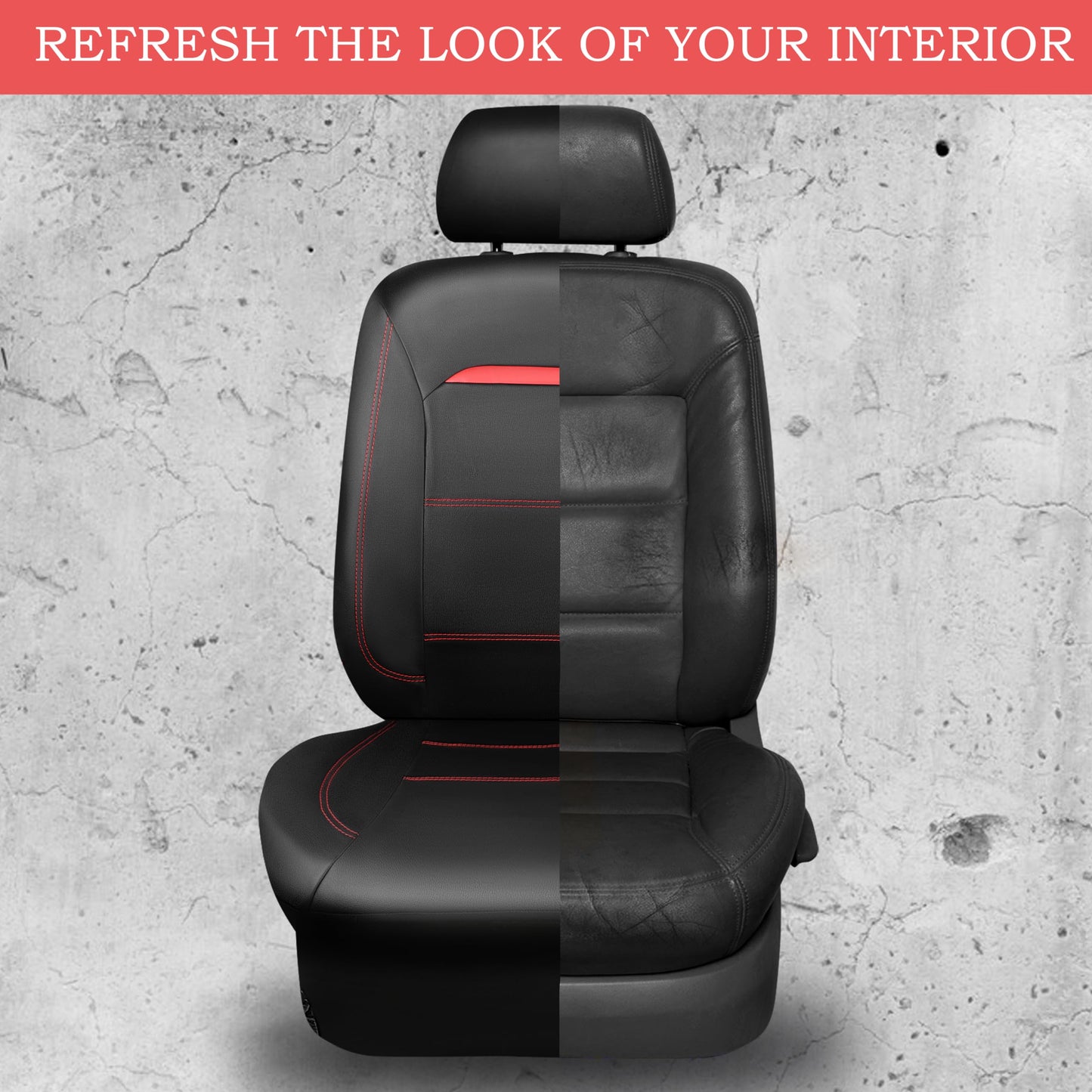 CAR PASS Universal FIT Piping Leather Car Seat Cover, for suvs,Van,Trucks,Airbag Compatible,Inside Zipper Design and Reserved Opening Holes (Full Set, Black and Red)