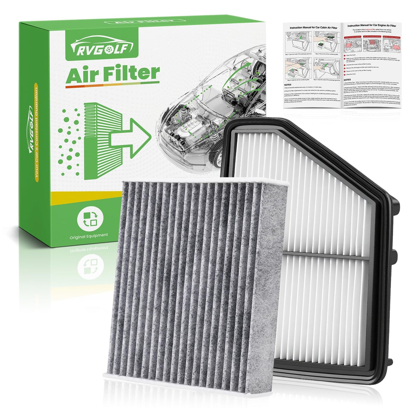 Engine+Cabin Air Filter Fit for 2014-2020 Rogue, 2017-2022 Rogue Sport