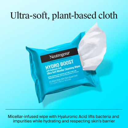 Neutrogena Hydro Boost Cleansing Wipes Makeup Remover, 25 Ct
