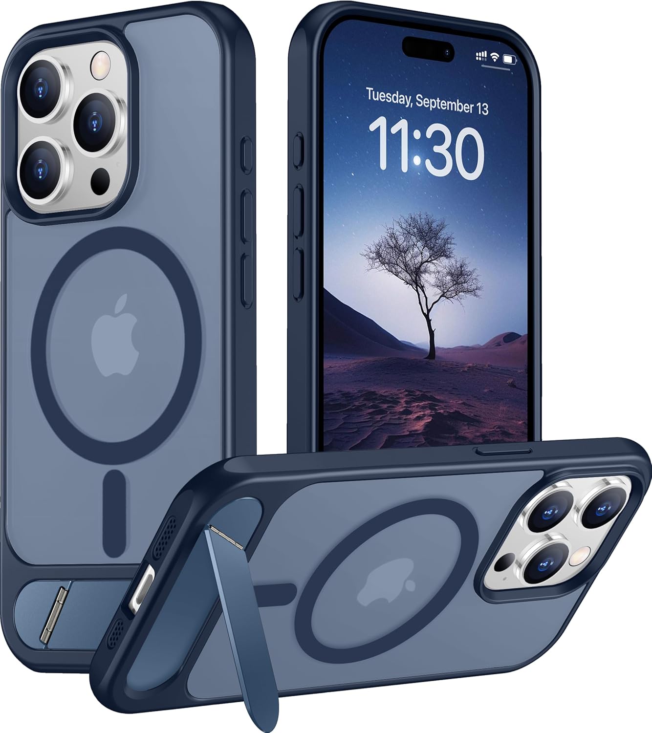 Magnetic Compatible with iPhone 14 Pro Max Case, [Built-in Invisible Kickstand][Compatible with MagSafe] [Military Grade Shockproof] Slim Translucent Matte Phone Case for iPhone 14 Pro Max 6.7"