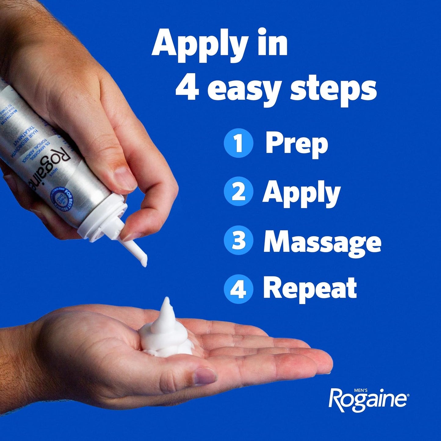 Men's Rogaine 5% Minoxidil Topical Foam, Unscented, 3 Mo Supply, 3x 2.11 Oz