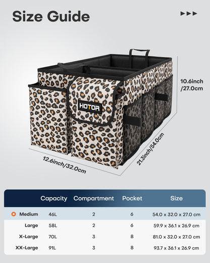 HOTOR Trunk Organizer - Foldable Car Organizer for SUVs & Sedans Storage