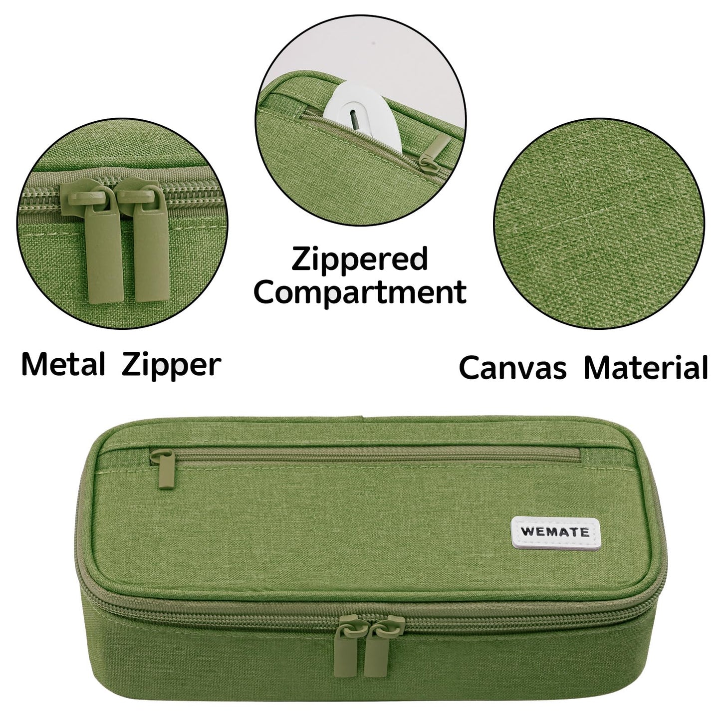 WEMATE Pencil Case, Large Storage Organizer, Makeup Bag, Teacher Must - have, Big Pencil Pouch, Marker Case for College