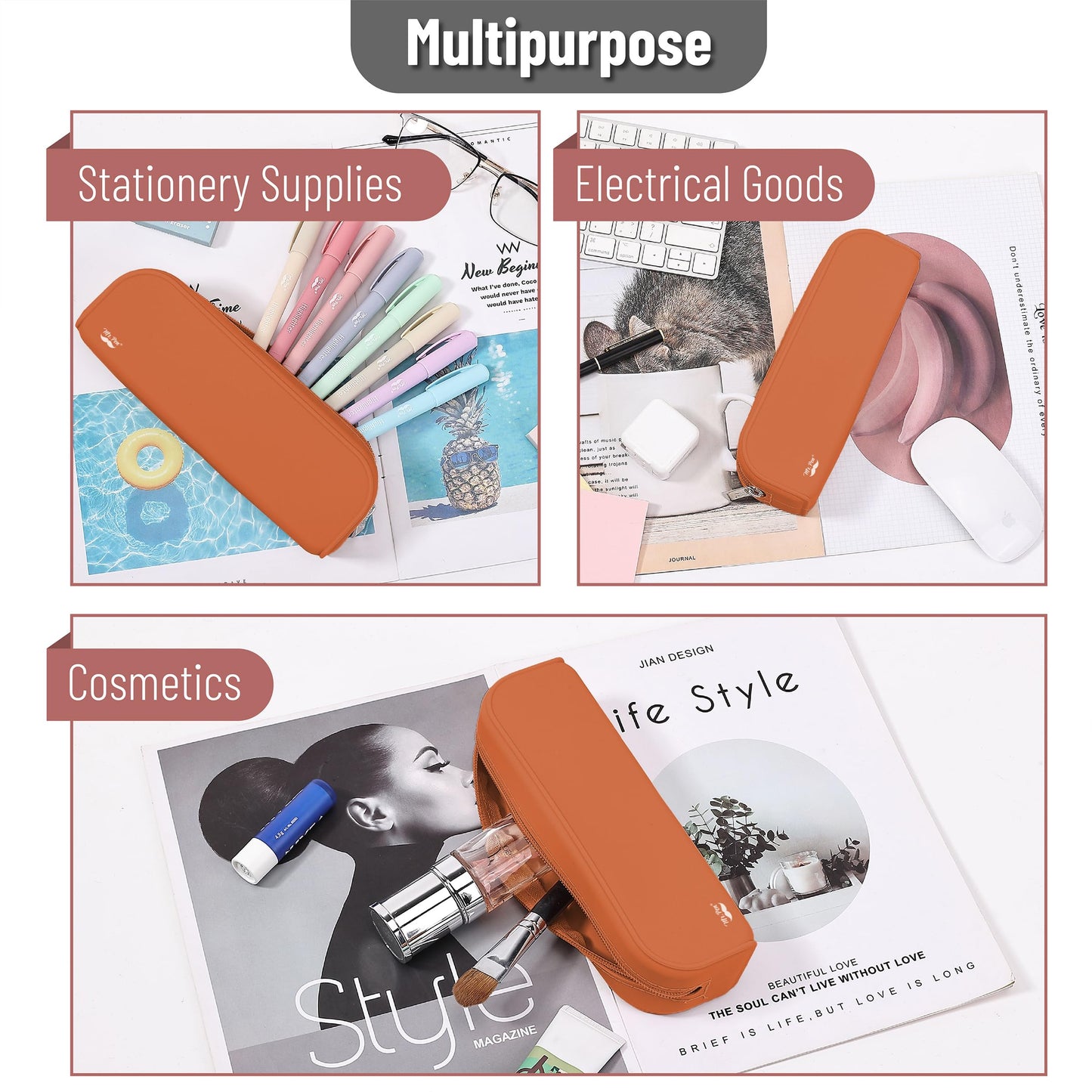 Mr. Pen- Silicone Pencil Case, Aesthetic Pencil Bag for Women, Makeup Pouch