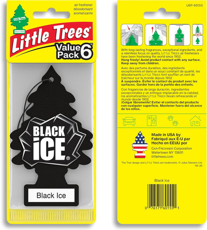 LITTLE TREES Car Air Freshener | Hanging Tree Provides Long Lasting Scent for Auto and Home | Black Ice, 24 Air Fresheners