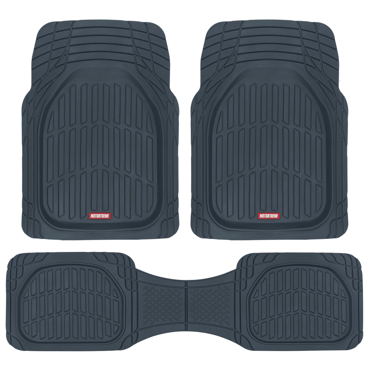 Motor Trend -2 Piece Front Car Floor Mats- Black FlexTough Contour Liners-Deep Dish Heavy Duty Rubber Floor Mats for Car SUV Truck & Van-All Weather Protection, Universal Trim to Fit