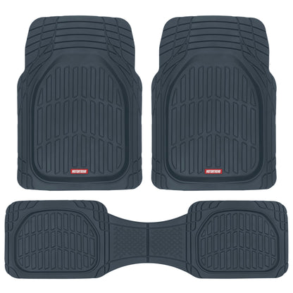 Motor Trend -2 Piece Front Car Floor Mats- Black FlexTough Contour Liners-Deep Dish Heavy Duty Rubber Floor Mats for Car SUV Truck & Van-All Weather Protection, Universal Trim to Fit