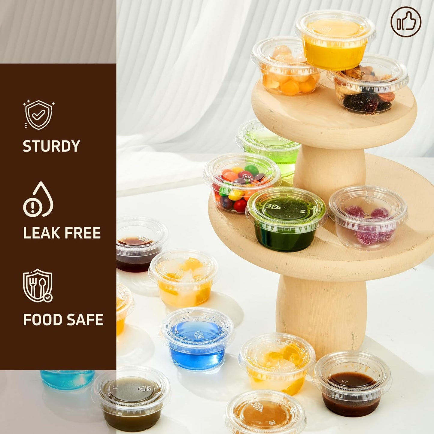YEEHAW 100 Sets - 2 oz Jello Shot Cups with Lids, Portion Cups, Clear Disposable Plastic Jello Shot Cups for Meal Prep, Salad Dressing, Soufflé, Portion Containers (Pack of 2)