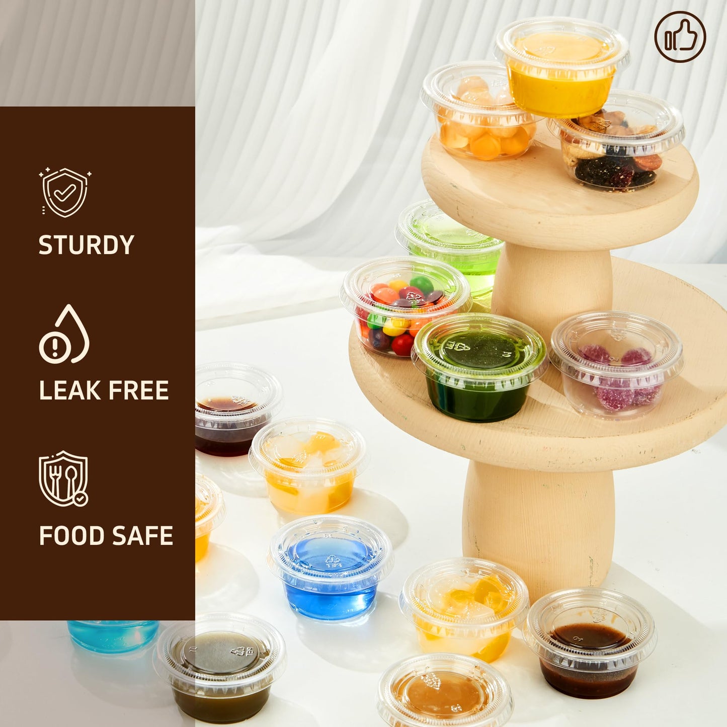 YEEHAW 100 Sets - 2 oz Jello Shot Cups with Lids, Portion Cups, Clear Disposable Plastic Jello Shot Cups for Meal Prep, Salad Dressing, Soufflé, Portion Containers (Pack of 2)
