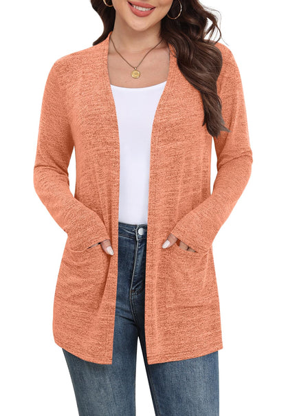 Yincro Women Lightweight Cardigan Long Sleeve Open Front with Pockets S-3XL