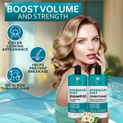 Caffeine Shampoo and Conditioner Set - Volumizing Products for Women and Men - Thickening, Volume Boosting Formula for Thinning and Fine Hair - Sulfate Free, No Parabens - Hydrating, Salon Grade