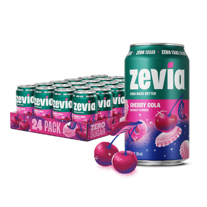Zevia Zero Sugar Soda, Cola, 12 oz Cans (24-Pack) – Naturally Sweetened, Zero Calorie Sugar Free Soda - Non-GMO Project Verified, Gluten-Free, Vegan