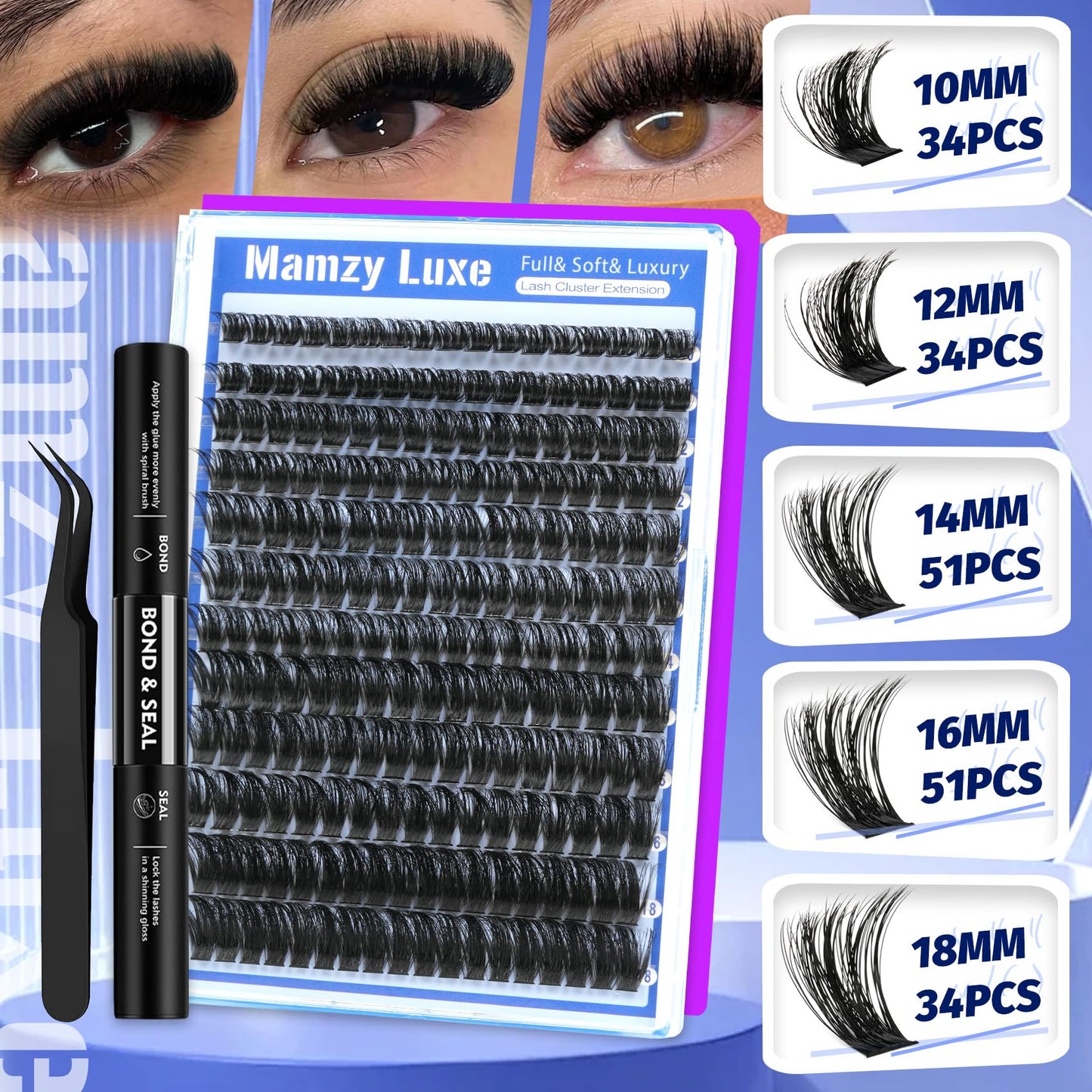 Lash Clusters Wispy 100D Eyelash Clusters 10-18mm Fluff Cluster Eyelash Extensions D Curl No Plastic Feel Individual Lashes Extension 204 Pcs Versatile False Eyelashes Clusters