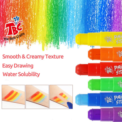 TBC The Best Crafts Paint Sticks for Kids Ages 2-8, 12 Classic Colors