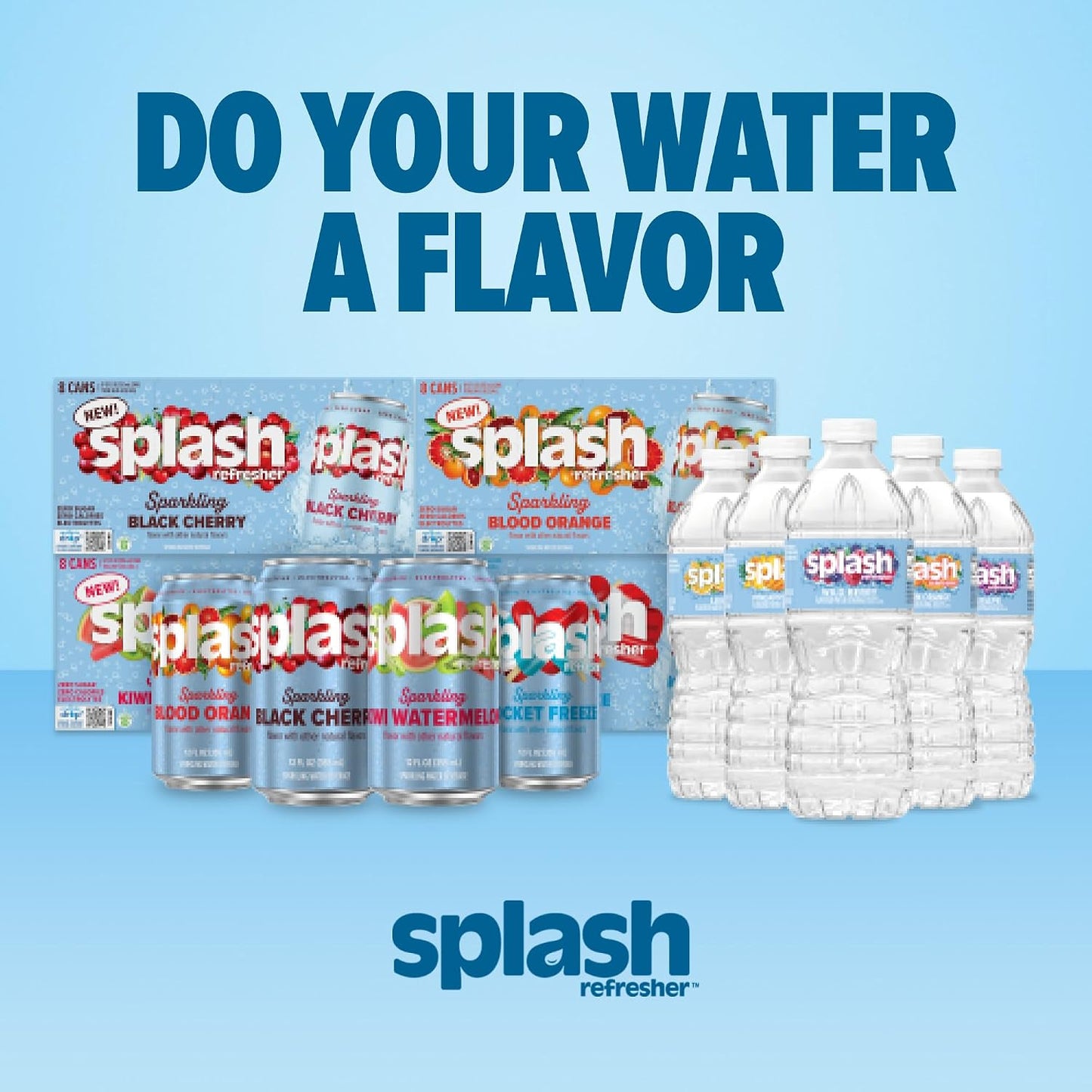 SPLASH REFRESHER Flavored Water Bottles, Mandarin Orange - 6 Pack