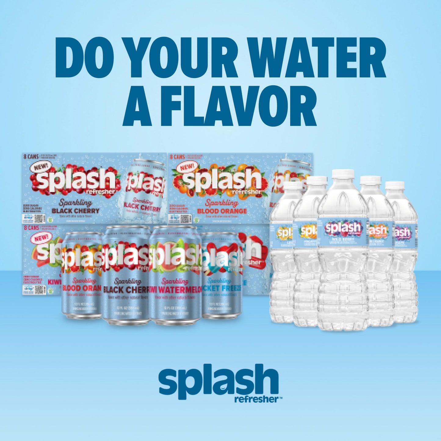 SPLASH REFRESHER Flavored Water Bottles, Mandarin Orange - 6 Pack