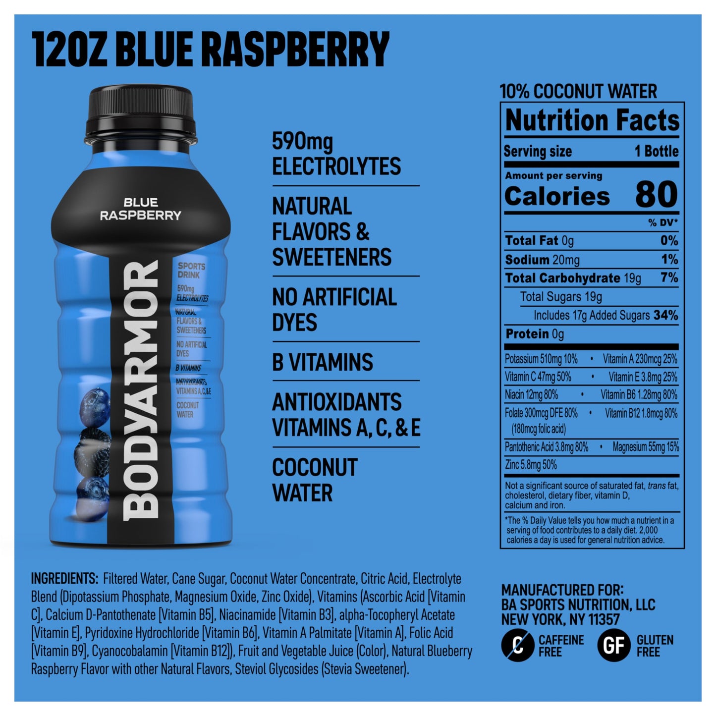 BODYARMOR Sports Drink, Strawberry Banana, Electrolyte Drink Hydration, 12 Fl Oz Bottles (8 Pack), Flavored Coconut Water with B Vitamins & Antioxidants