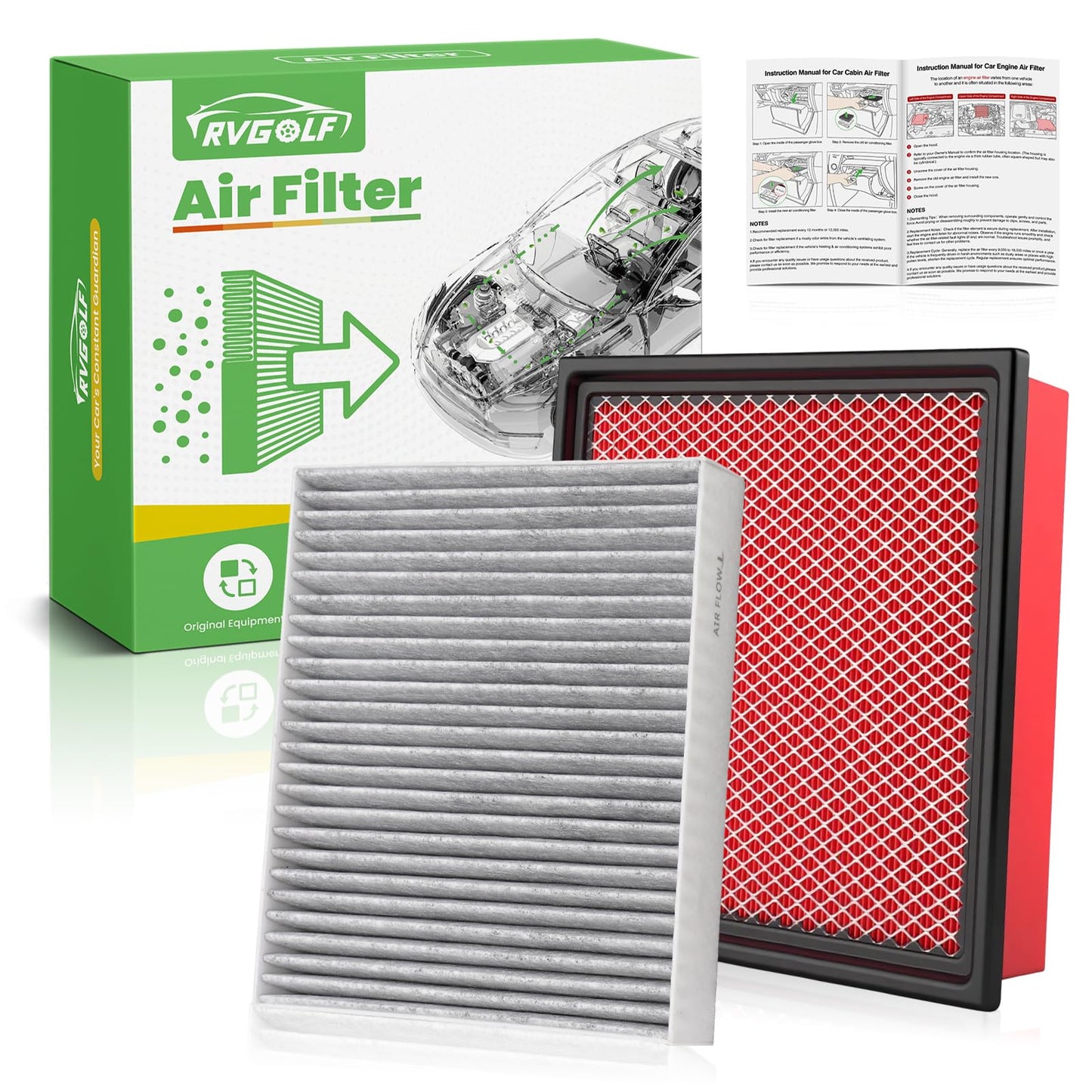 Engine+Cabin Air Filter Fit for 2014-2020 Rogue, 2017-2022 Rogue Sport