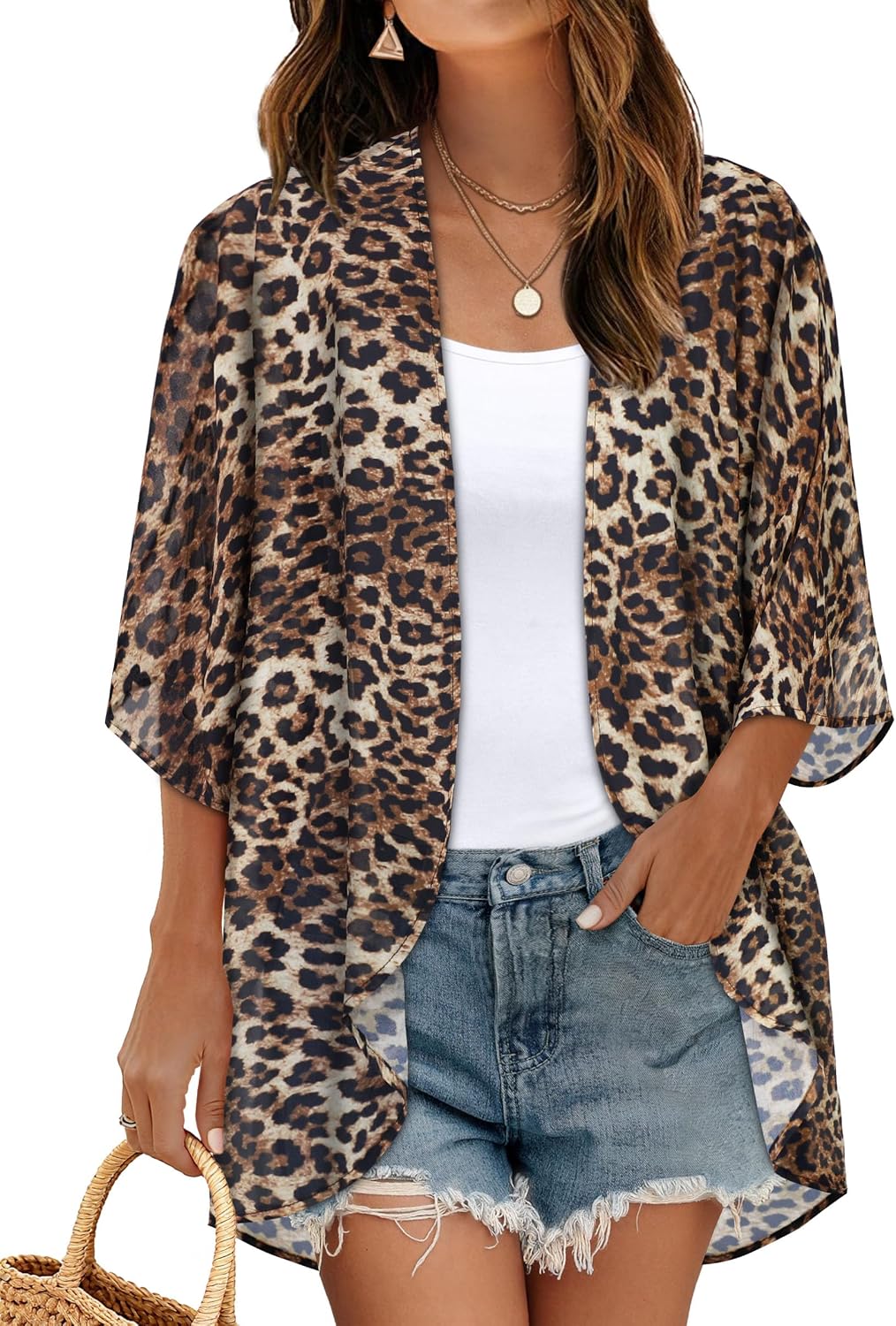 CHICGAL Womens Floral Kimono Cardigan Beach Cover Up Casual Summer Tops