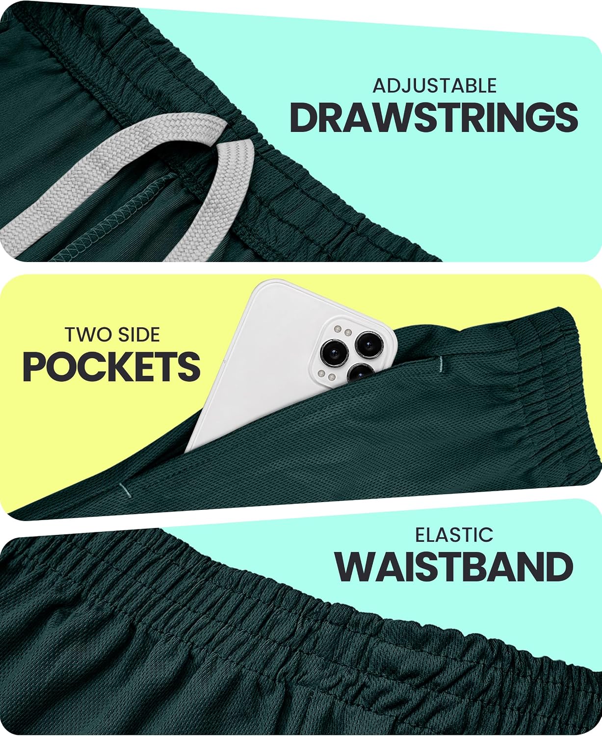 Breathable Mesh Mens Athletic Shorts Loose-Fit Quick Dry Running Gym Shorts