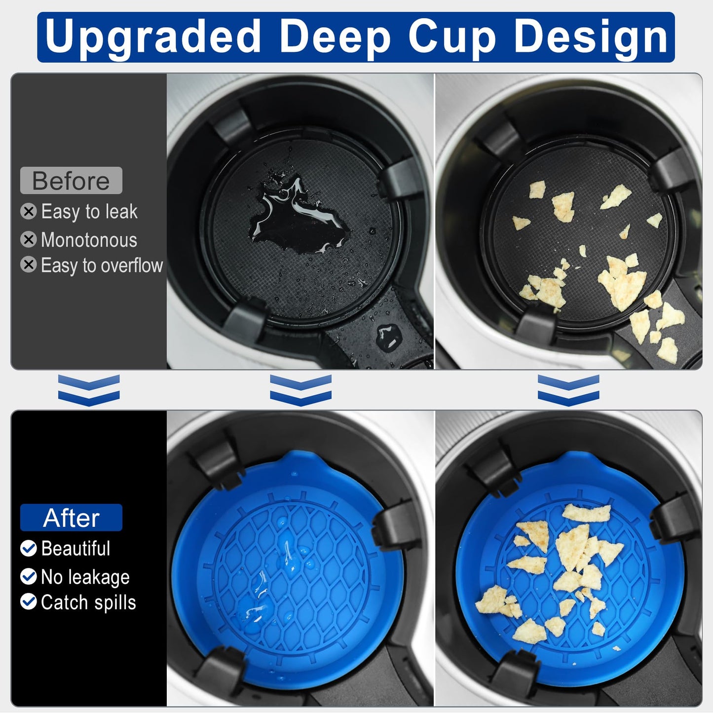SINGARO Car Cup Holder Coaster, Silicone Cup Holder Insert, Universal Non-Slip Cup Holders, Car Accessories Interior for Women and Man Interior Sets 4 Pack Black
