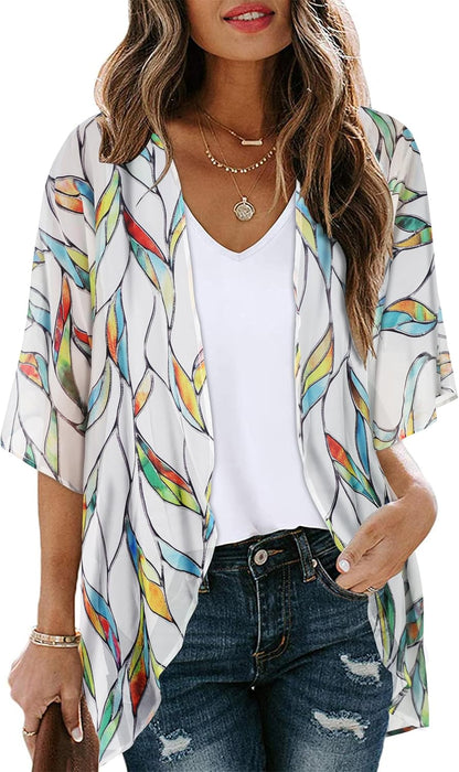 CHICGAL Womens Floral Kimono Cardigan Beach Cover Up Casual Summer Tops