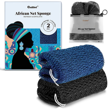 CORATED African Net Sponge with Knots Authentic, Shower Loofah Bath Sponge