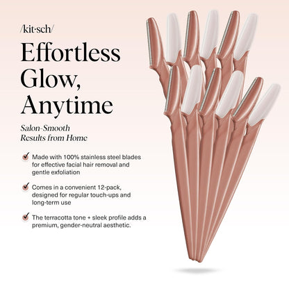 Kitsch Dermaplane Razor for Women Face – Terracotta, 12 pcs