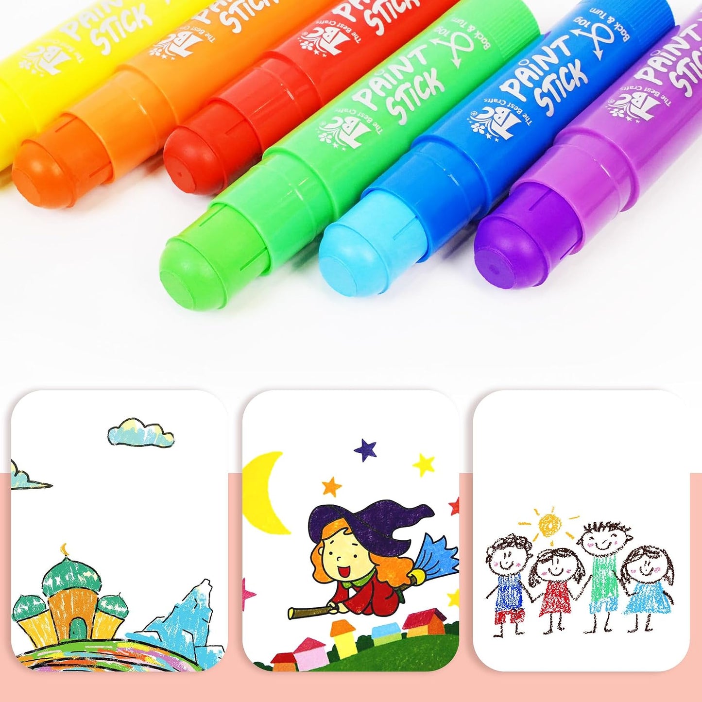 TBC The Best Crafts Paint Sticks for Kids Ages 2-8, 12 Classic Colors