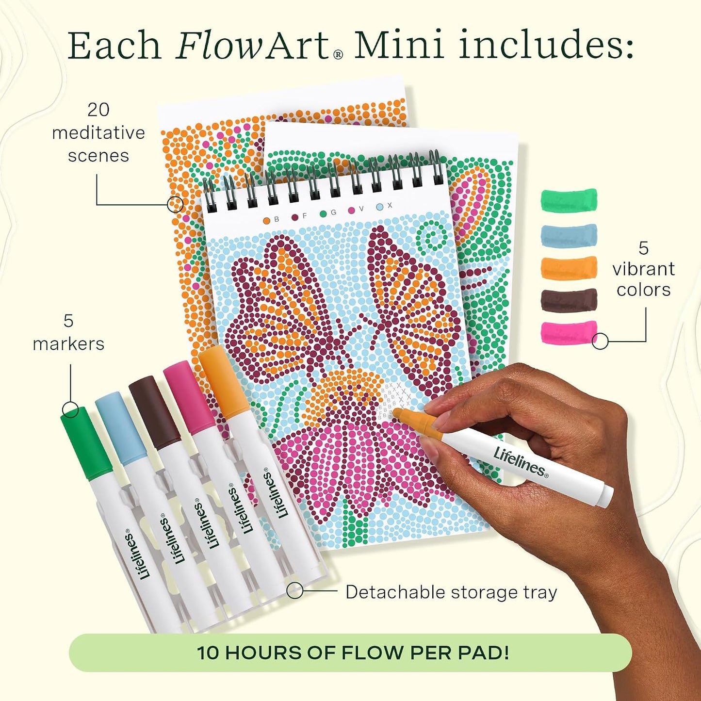 Lifelines FlowArt Mini Activity Pads, 3-Pack, Dot-by-Letter Coloring Books