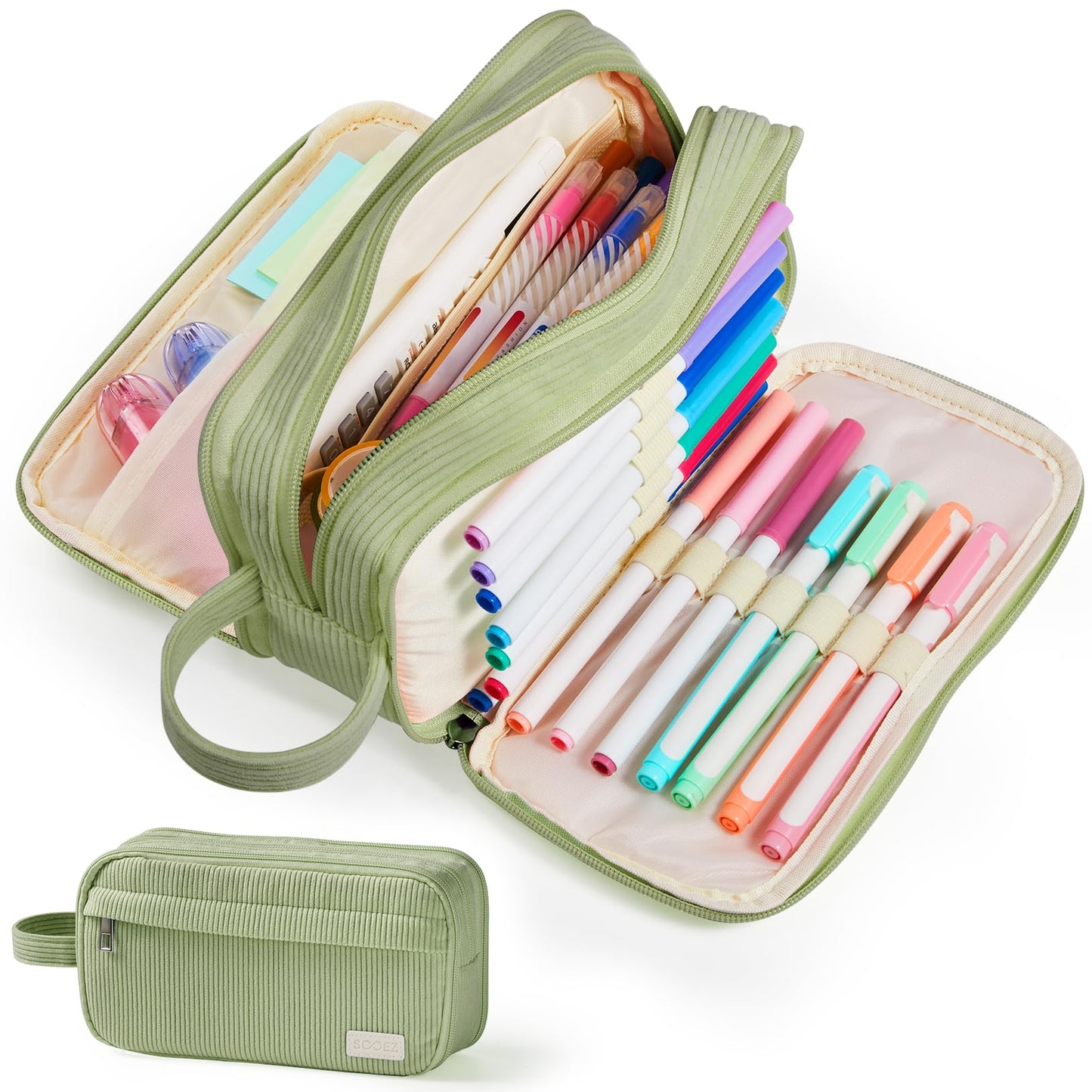 Sooez High Capacity Pencil Case, Soft Corduroy Pencil Pouch