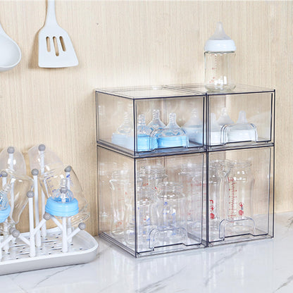 Vtopmart 2 Pack Small Clear Stackable Storage Drawers for Desk, Countertop
