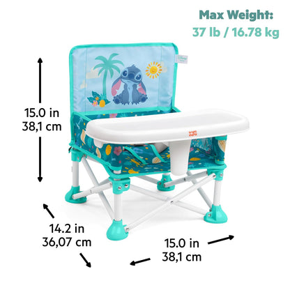 Bright Starts Pop 'N Sit Portable Booster, Indoor/Outdoor Use, Floor Seat with Feeding Tray, Teal, 6 Mos - 3 Yrs
