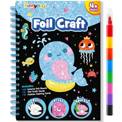 FUNNYB&G Foil Art Craft Kit for Kids, Sparkly Birthday Gift Toy for Boys