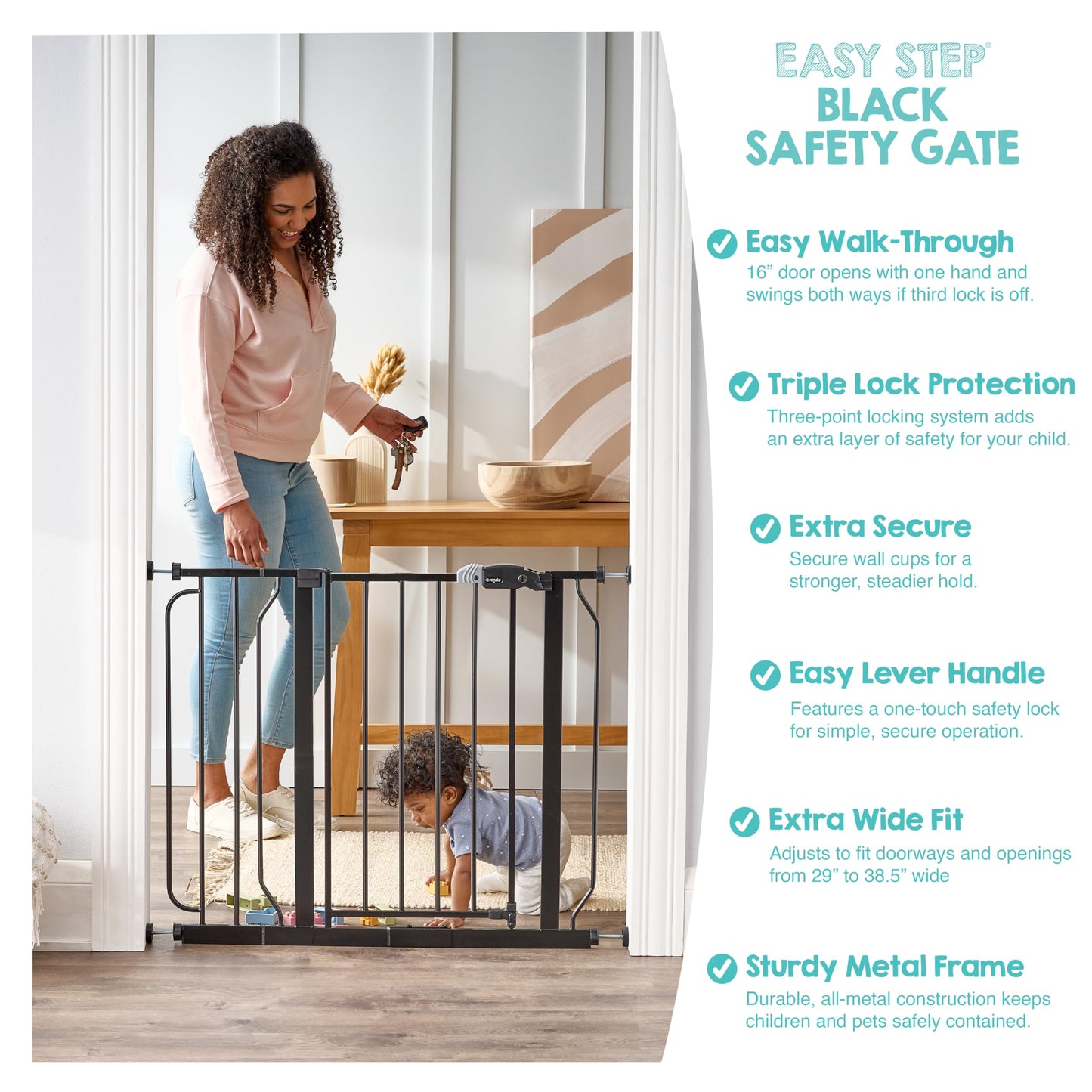 Regalo Safety 29"-38.5" Easy Step Baby Gate, Bottom of Stairs & Doorways