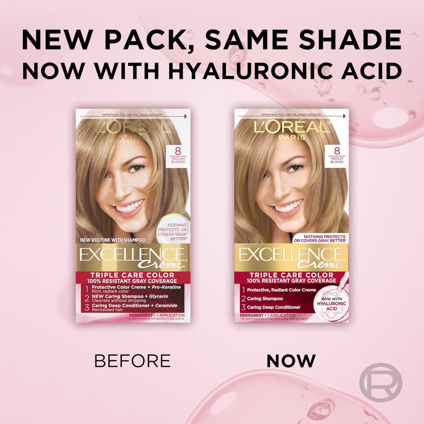 L'Oreal Paris Excellence Crème Permanent Hair Dye, Triple Care Hair Color with Hyaluronic Acid for 100% Gray Coverage, 4 Dark Brown, 1 Kit (Packaging May Vary)