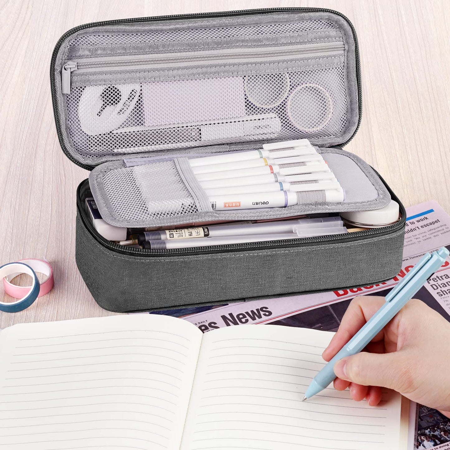 WEMATE Pencil Case, Large Storage Organizer, Makeup Bag, Teacher Must - have, Big Pencil Pouch, Marker Case for College