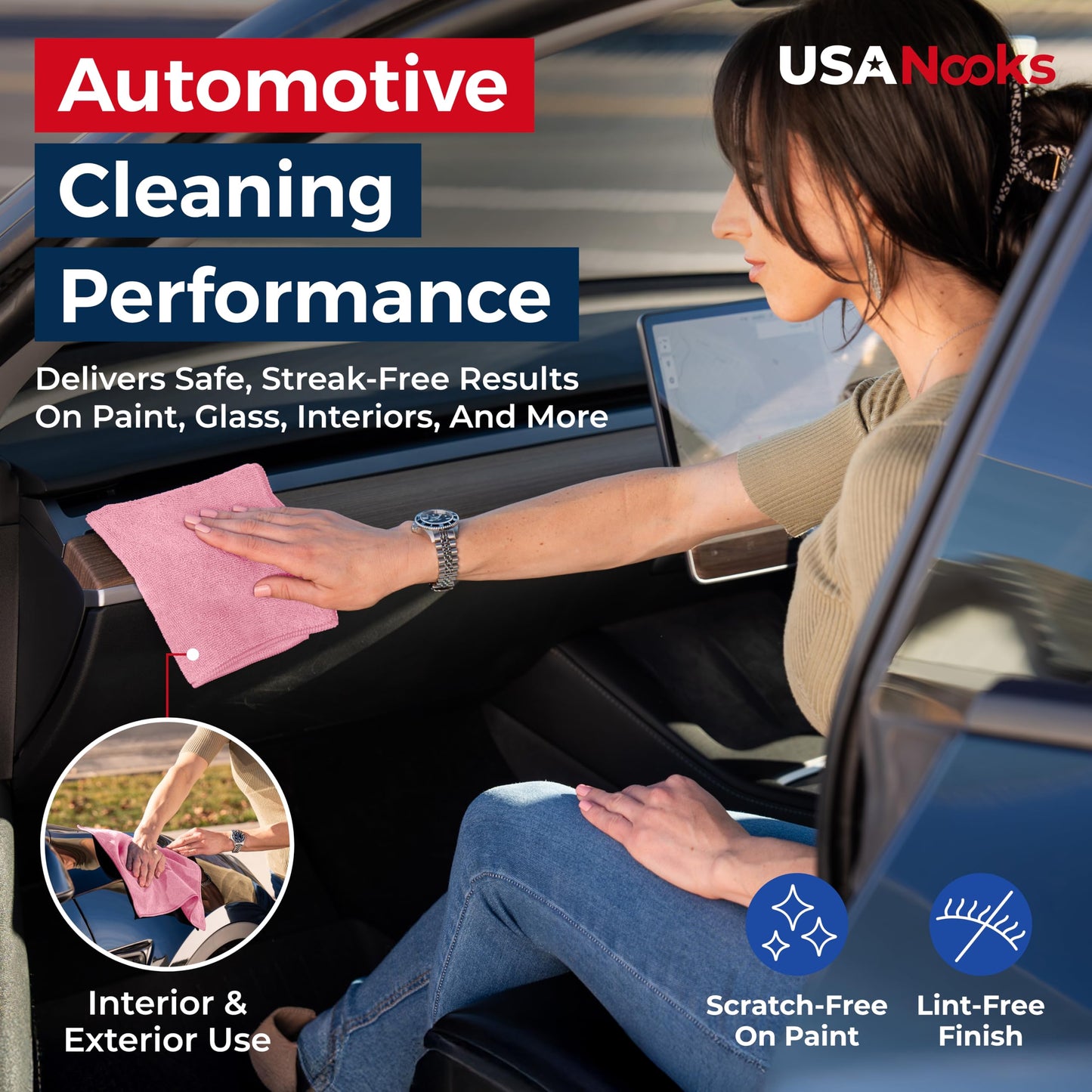 USANOOKS Microfiber Cleaning Cloth Grey - 12 Pcs (12.5"x12.5") - High Performance - 1200 Washes, Ultra Absorbent Microfiber Towel Weave Grime & Liquid for Streak-Free Mirror Shine - Car Washing Cloth