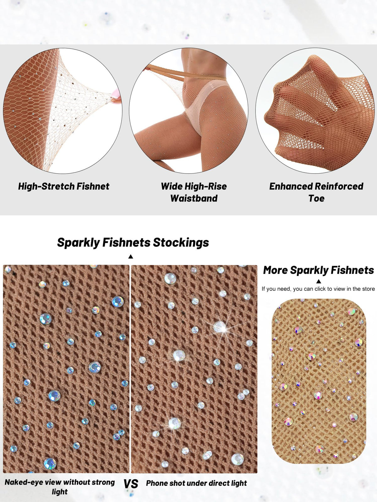 VEBZIN Sparkly Fishnets Stockings High Waist Tights for Women